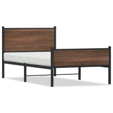 vidaXL barna tölgy színű fém ágykeret fej- és lábtámlával 100 x 190 cm ágy és ágykellék