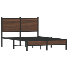 vidaXL barna tölgy színű fém ágykeret fejtámlával 120 x 190 cm (4007919) ágy és ágykellék