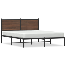 vidaXL barna tölgy színű fém ágykeret fejtámlával 140 x 190 cm ágy és ágykellék