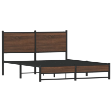 vidaXL barna tölgy színű fém ágykeret fejtámlával 140 x 190 cm (4007940) ágy és ágykellék