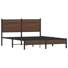 vidaXL barna tölgy színű fém ágykeret fejtámlával 140 x 200 cm (4007923) ágy és ágykellék