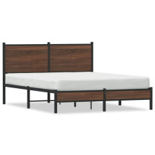 vidaXL barna tölgy színű fém ágykeret fejtámlával 150 x 200 cm ágy és ágykellék