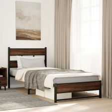 vidaXL barna tölgy színű fém ágykeret matrac nélkül 107 x 203 cm ágy és ágykellék