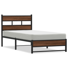 vidaXL barna tölgy színű fém ágykeret matrac nélkül 107 x 203 cm (4017322) ágy és ágykellék