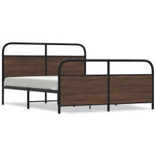 vidaXL barna tölgy színű fém ágykeret matrac nélkül 150 x 200 cm (3318663) ágy és ágykellék