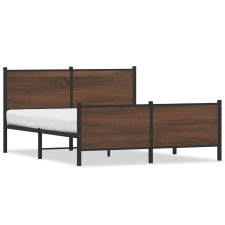 vidaXL barna tölgy színű fém ágykeret matrac nélkül 160 x 200 cm ágy és ágykellék