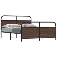 vidaXL barna tölgy színű fém ágykeret matrac nélkül 160 x 200 cm ágy és ágykellék