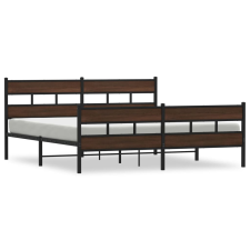 vidaXL barna tölgy színű fém ágykeret matrac nélkül 183 x 213 cm (3308479) ágy és ágykellék