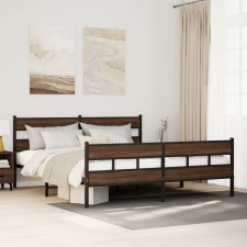 vidaXL barna tölgy színű fém ágykeret matrac nélkül 200 x 200 cm ágy és ágykellék