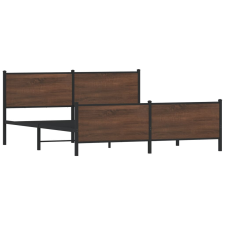 vidaXL barna tölgy színű fém ágykeret matrac nélkül 200 x 200 cm (3301376) ágy és ágykellék