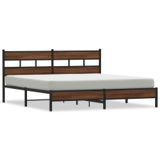 vidaXL barna tölgy színű fém ágykeret matrac nélkül 200 x 200 cm (3308511) ágy és ágykellék