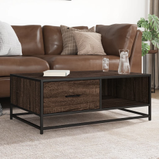 vidaXL barna tölgy színű szerelt fa és fém dohányzóasztal 90x57x35 cm bútor