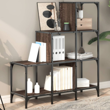 vidaXL barna tölgy színű szerelt fa és fém könyvszekrény 92x30x102 cm bútor