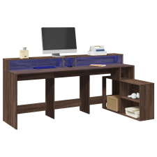 vidaXL barna tölgy színű szerelt fa íróasztal LED-ekkel 200x104x91 cm bútor