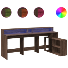 vidaXL barna tölgy színű szerelt fa íróasztal LED-ekkel 200x104x91 cm (3309471) íróasztal