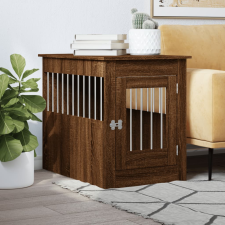 vidaXL barna tölgy színű szerelt fa kutyaketrec 55 x 80 x 68 cm szállítóbox, fekhely kutyáknak