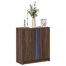 vidaXL barna tölgy színű szerelt fa tálalószekrény LED-del 77x34x85 cm bútor