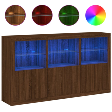 vidaXL barna tölgy színű tálalószekrény LED-ekkel 181,5 x 37 x 100 cm (3209155) bútor