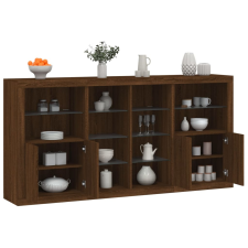 vidaXL barna tölgy színű tálalószekrény LED-ekkel 202 x 37 x 100 cm bútor