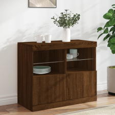 vidaXL barna tölgy színű tálalószekrény LED-ekkel 81 x 37 x 67 cm bútor