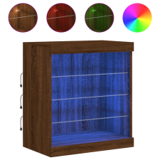 vidaXL barna tölgy színű tálalószekrény LED-világítással 60,5x37x67 cm (836699) bútor
