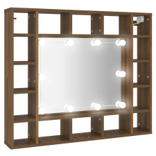 vidaXL barna tölgy színű tükrös szekrény LED-ekkel 91 x 15 x 76,5 cm (820450) fürdőszoba bútor