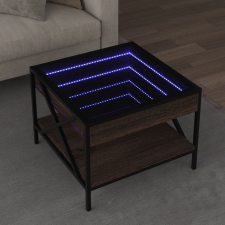 vidaXL barna tölgy végtelen hatású LED-es dohányzóasztal 50x50x38 cm bútor