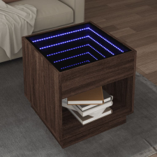 vidaXL barna tölgy végtelen hatású LED-es dohányzóasztal 50x50x50 cm bútor