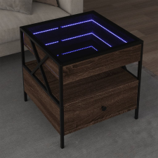 vidaXL barna tölgy végtelen hatású LED-es dohányzóasztal 50x50x51 cm bútor