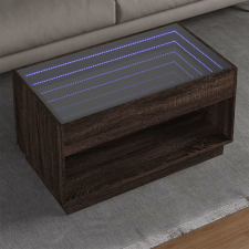 vidaXL barna tölgy végtelen hatású LED-es dohányzóasztal 90x50x50 cm bútor