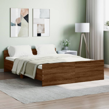 vidaXL barna tölgyszínű ágykeret fej- és lábtámlával 135 x 200 cm ágy és ágykellék