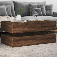 vidaXL barna tölgyszínű dohányzóasztal LED-lámpákkal 90x50x40 cm bútor