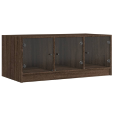vidaXL barna tölgyszínű dohányzóasztal üvegajtókkal 102 x 50 x 42 cm (836419) bútor