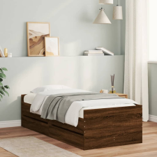 vidaXL barna tölgyszínű műfa ágykeret fiókokkal 90 x 200 cm ágy és ágykellék