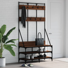 vidaXL barna tölgyszínű ruhafogas cipőpolccal 100x40x184 cm bútor