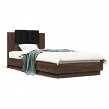 vidaXL Barna tölgyszínű szerelt fa ágykeret fejtámlával 90 x 200 cm ágy és ágykellék