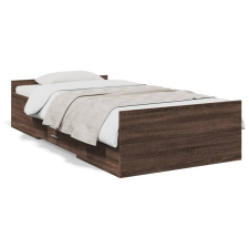 vidaXL barna tölgyszínű szerelt fa ágykeret fiókokkal 90 x 190 cm ágy és ágykellék