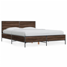 vidaXL barna tölgyszínű szerelt fa és fém ágykeret 120 x 190 cm ágy és ágykellék