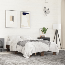 vidaXL barna tölgyszínű szerelt fa és fém ágykeret 140 x 200 cm ágy és ágykellék