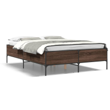 vidaXL barna tölgyszínű szerelt fa és fém ágykeret 150 x 200 cm ágy és ágykellék