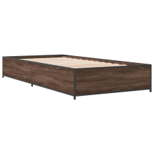 vidaXL barna tölgyszínű szerelt fa és fém ágykeret 75 x 190 cm (845125) ágy és ágykellék