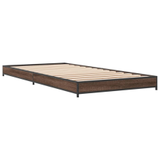 vidaXL barna tölgyszínű szerelt fa és fém ágykeret 75 x 190 cm (845190) ágy és ágykellék