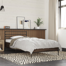 vidaXL barna tölgyszínű szerelt fa és fém ágykeret 90 x 190 cm ágy és ágykellék