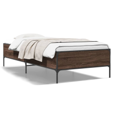 vidaXL barna tölgyszínű szerelt fa és fém ágykeret 90 x 190 cm ágy és ágykellék