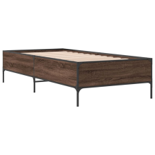 vidaXL barna tölgyszínű szerelt fa és fém ágykeret 90 x 200 cm (844970) ágy és ágykellék