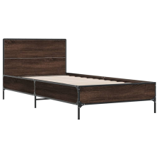 vidaXL barna tölgyszínű szerelt fa és fém ágykeret 90 x 200 cm (845521) ágy és ágykellék