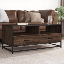 vidaXL barna tölgyszínű szerelt fa és fém dohányzóasztal 100x50x45 cm bútor
