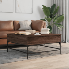 vidaXL barna tölgyszínű szerelt fa és fém dohányzóasztal 95x95x45 cm bútor