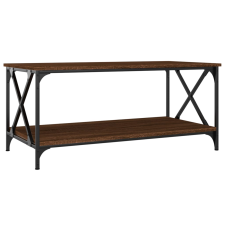 vidaXL barna tölgyszínű szerelt fa és vas dohányzóasztal 100x50x45 cm (823311) bútor