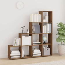 vidaXL barna tölgyszínű szerelt fa lépcsős könyvespolc 142 cm bútor